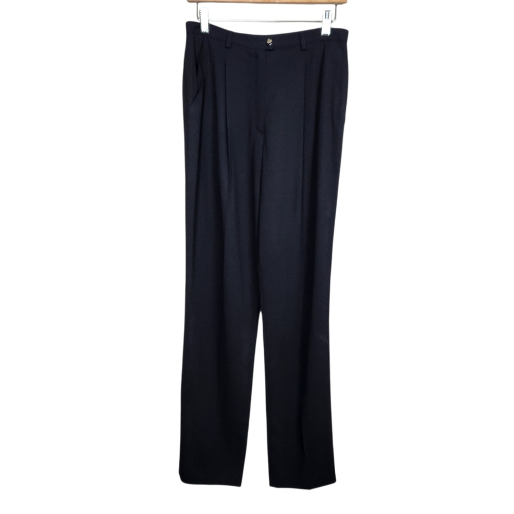 Escada Black Wool Blend Pleated Trouser Pants Womens Size 8 Size Medium Size 38